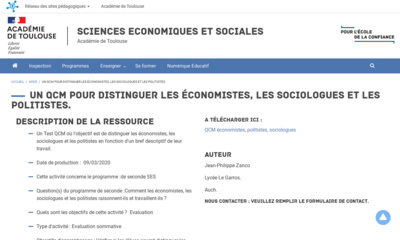 Dubase Un Qcm Pour Distinguer Les Conomistes Les Sociologues Et Les